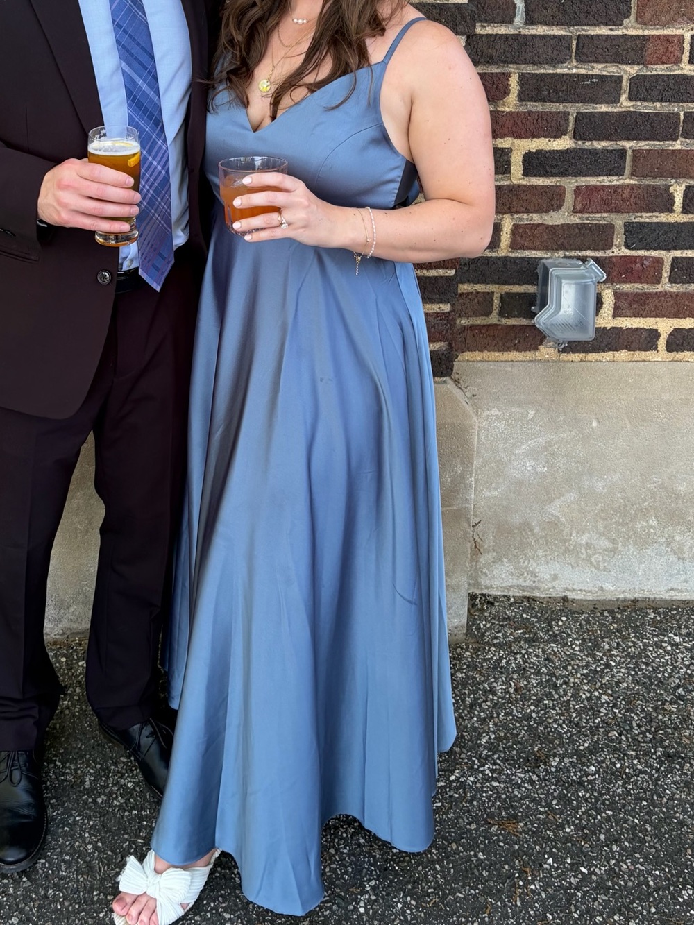 ASOS Dusky Blue Satin Spaghetti-Strap Maxi Dress